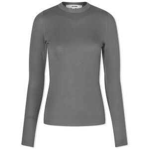 Joah Brown Crewneck Long Sleeve in Smoke Rib